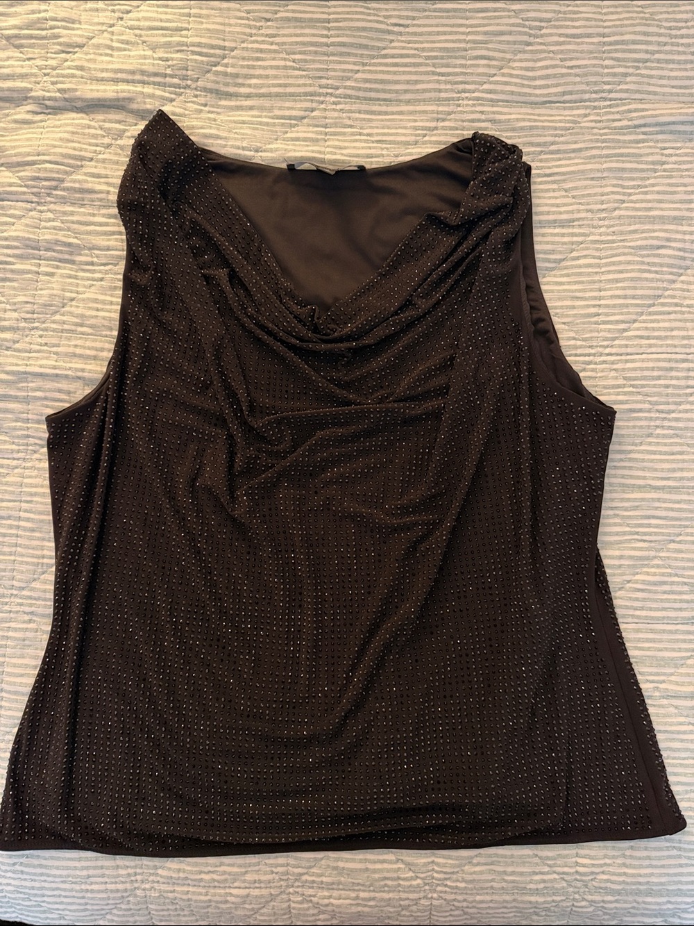 White House Black Market Black Sparkle Drape-Neck Camisole